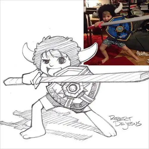 宝宝的q版卡通画萌化了