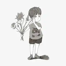 卡通手绘鲜花男孩矢量元素图片素材其他格式下载动漫人物大全