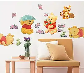 卡通墙贴儿童房幼儿园婴儿宝宝图片墙贴小熊维尼自贴墙纸贴中号