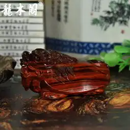 鸡血火焰纹小叶紫檀纯手工龙龟鱼鳞纹招财辟邪手把玩件mbj335813
