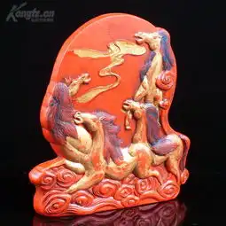 镇宅天然朱砂马到成功摆件