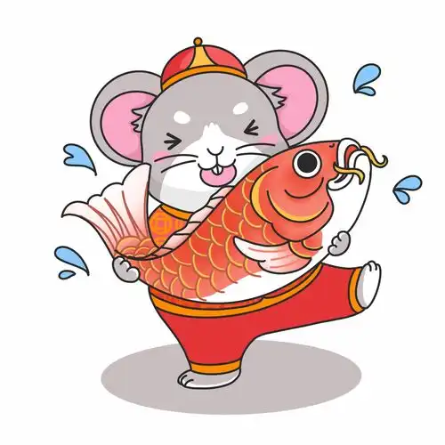收藏新年设计必备素材手绘q版精灵鼠小弟