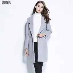 爆款女装上装韩版2017新款春秋休闲中长款灰色羊毛呢子大衣毛妮修身长袖西装领