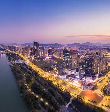 航拍绍兴城市夜景,都市风光,建筑摄影,摄影素材,汇图网