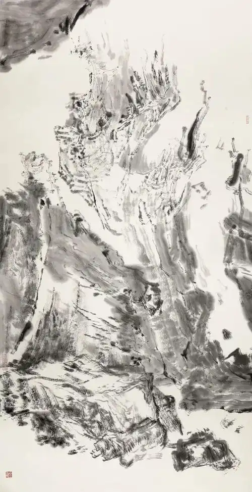 墨白作品赏析黑白挥洒抒胸臆,五幅神游悟世情