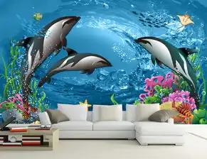 清新海豚梦幻海底世界儿童房小孩房背景墙图片设计素材高清psd模板下载93.88mb儿童房背景墙大全