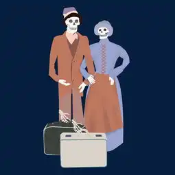 万圣节卡通手绘嘻哈欧美风格出行的夫妻骷髅图片素材其他格式下载动漫人物大全