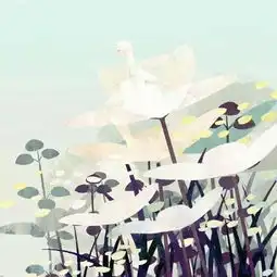 冷色插画童话里的花间精灵
