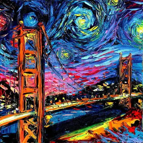 趣图二次元流行文化入侵世界名画梵高的星空,嗯,略萌