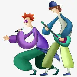 卡通手绘欧美玩音乐的男士创意画像图片素材其他格式下载动漫人物大全