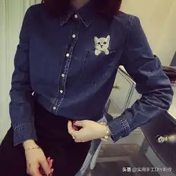 刺绣作品衬衫口袋里的猫猫和狗狗,神技能学起来