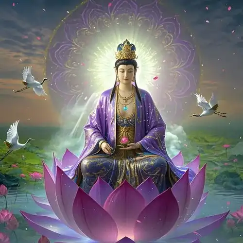 紫衣观音庇佑,有求必应见者得福,紫气东来,福寿双全,许个愿吧