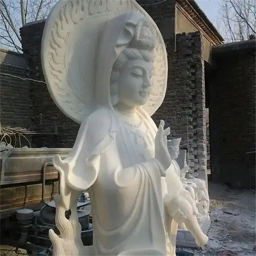 汉白玉石雕观音站观音滴水观音佛像雕塑