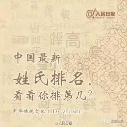中国姓氏排行榜海南人,快来看看你排第几