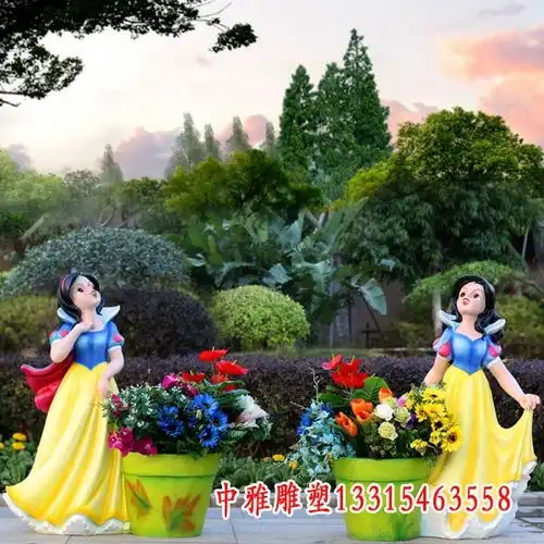玻璃钢白雪公主与小矮人雕塑江苏玻璃钢雕塑白雪公主订制中雅雕塑