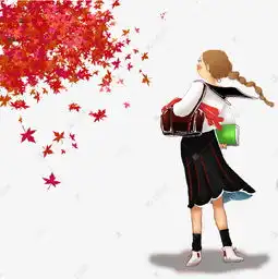动漫厚涂手绘枫叶下日本女孩插画png素材图片免费下载千库网