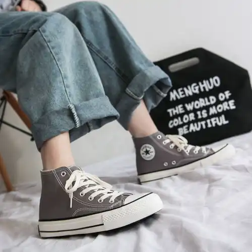 1970s情侣鞋子原宿港风高帮帆布鞋女学生韩版百搭复古男鞋ins板鞋