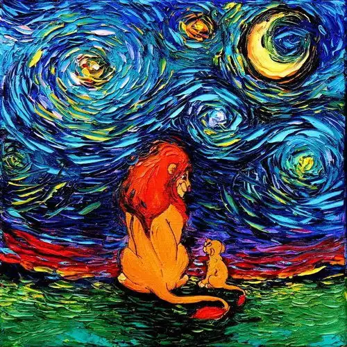 趣图二次元流行文化入侵世界名画梵高的星空,嗯,略萌