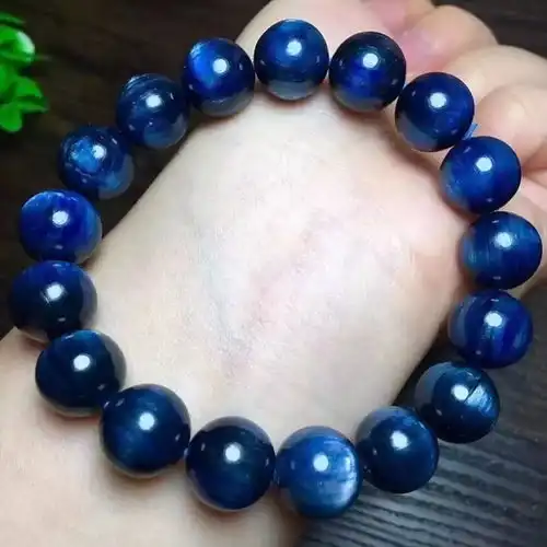 巴西天然蓝晶手链,颜色幽兰,招财辟邪神器