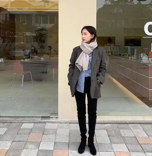 厚外套高腰裤冬季爆火显高套路