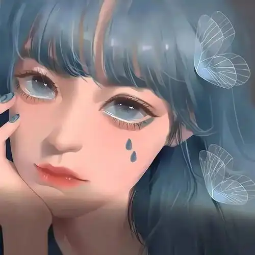 手绘女头发送开心不止一点点