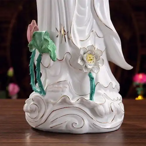 1426寸白玉瓷南海站观音观音菩萨佛像雕塑陶瓷摆件
