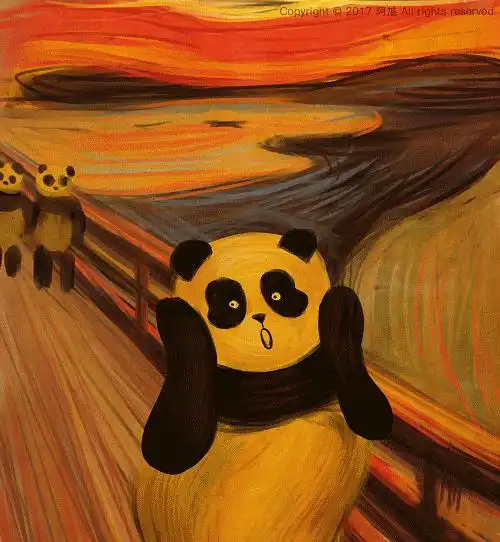 插画师用熊猫滚滚cos经典名画电影,萌到犯规