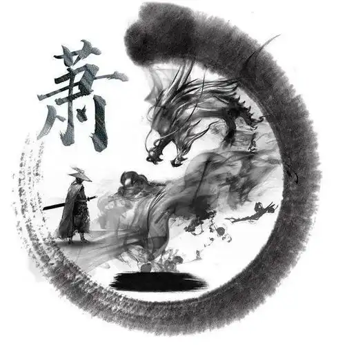 上古神龙再现40张水墨风微信头像,常见的姓氏都有