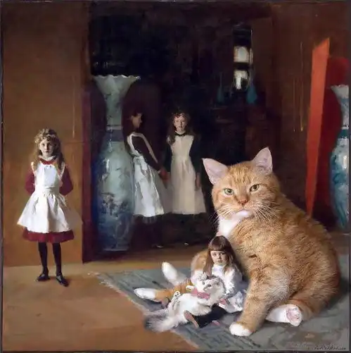 胖猫攻占博物馆名画,场面失控网友太上头