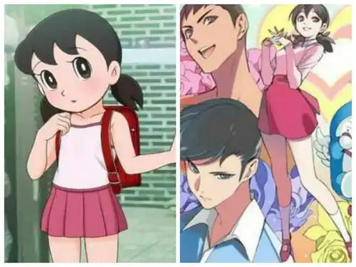 当童年动漫角色长大以后,静香变成长腿美女,小美美画中仙子